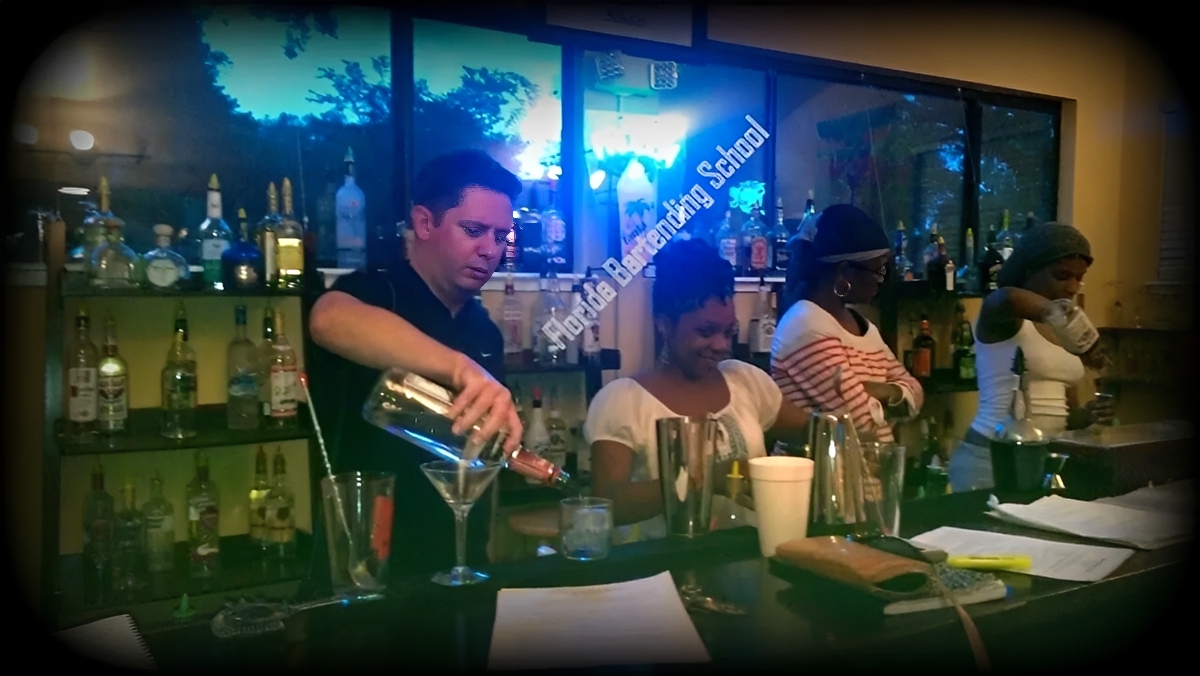 bartending school students learning behind the bar Florida