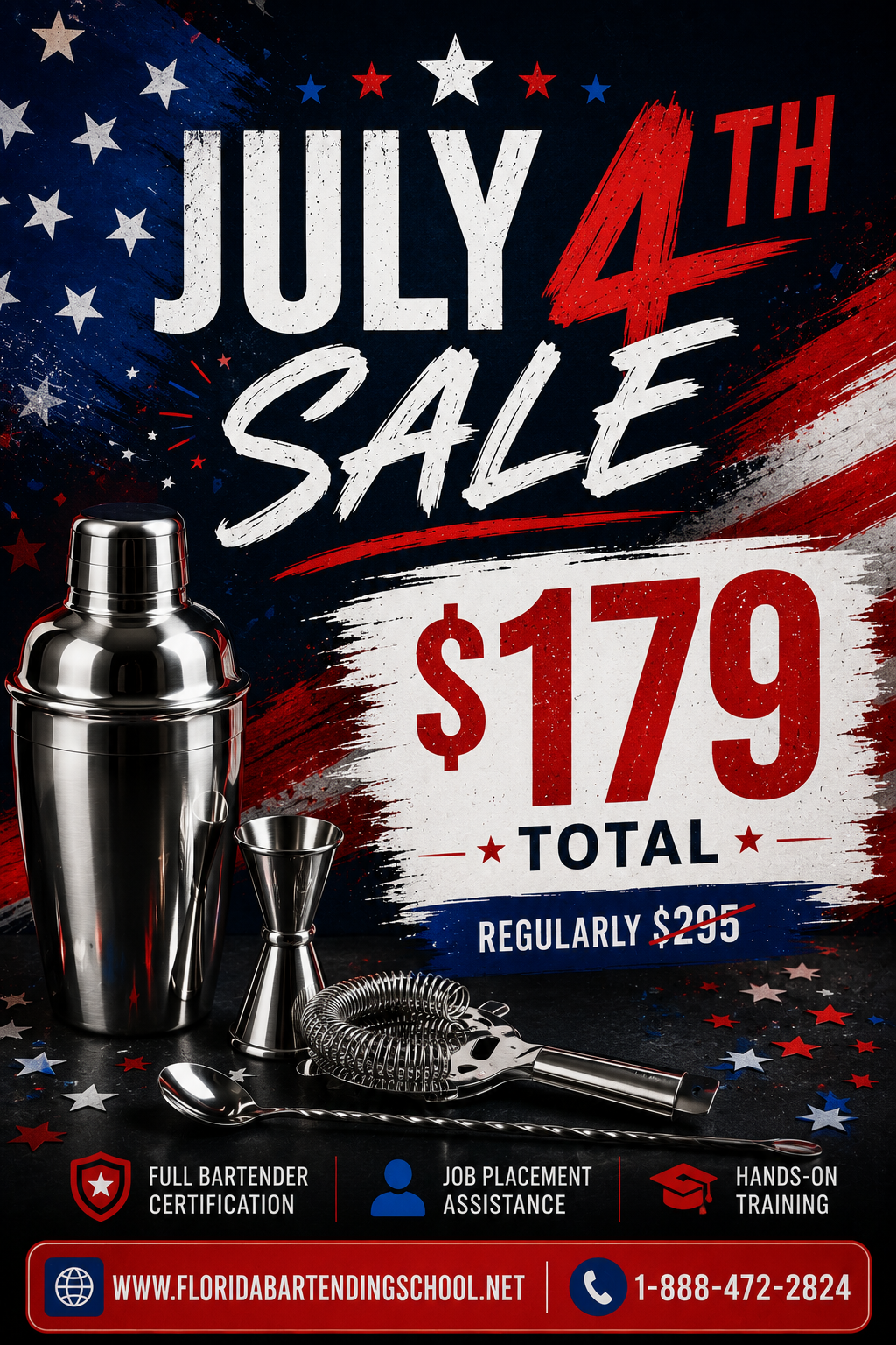 Florida Bartending School July 4th Sale